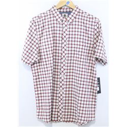 ELEMENT MEN'S RED/WHITE PLAID SHORT SLEEVE BUTTON