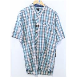 BILLABONG MEN'S GREEN/RED PLAID SHORT SLEEVE BUTTON