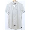 Image 1 : KR3W MEN'S GREY/WHITE PLAID SHORT SLEEVE BUTTON UP