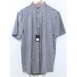 DIAMOND MEN'S BLACK/WHITE PLAID SHORT SLEEVE BUTTON