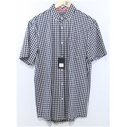 DIAMOND MEN'S BLACK/WHITE PLAID SHORT SLEEVE BUTTON