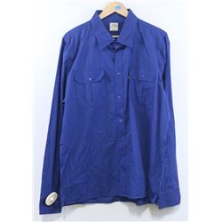 WESC MEN'S BLUE LONG SLEEVE BUTTON UP SHIRT SIZE