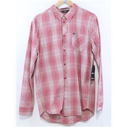 KR3W RED/WHITE PLAID LONG SLEEVE MEN'S BUTTON UP