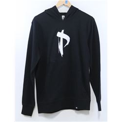 MEN'S BLACK PLUSH LOGO PULL OVER HOODIE SIZE