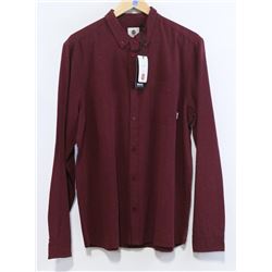 ELEMENT MEN'S BURGUNDY LONG SLEEVE BUTTON UP