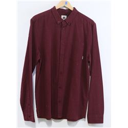 ELEMENT MEN'S BURGUNDY LONG SLEEVE BUTTON UP