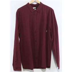 ELEMENT MEN'S BURGUNDY LONG SLEEVE BUTTON UP