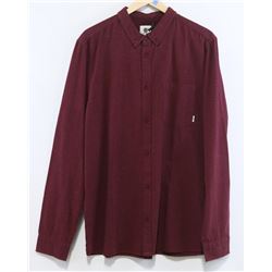 ELEMENT MEN'S BURGUNDY LONG SLEEVE BUTTON UP