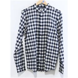 ELEMENT MEN'S NAVY/WHITE PLAID LONG SLEEVE BUTTON