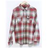 Image 1 : RVCA MEN'S RED/GREY PLAID FLANNEL LONG SLEEVE
