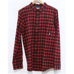 ELEMENT RED/BLACK PLAID MEN'S LONG SLEEVE BUTTON