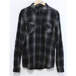NIXON MEN'S GREY/BLACK PLAID LONG SLEEVE FLANNEL