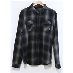 NIXON MEN'S GREY/BLACK PLAID LONG SLEEVE FLANNEL