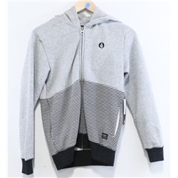 VOLCOM LIGHT GREY & STRIPED YOUTH ZIP UP HOODIE