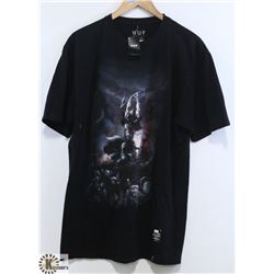 HUF MEN'S BLACK DEATH DEALER TSHIRT SIZE LARGE