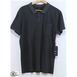 RVCA MEN'S CHARCOAL PIGMENT GREY POLO BUTTON NECK