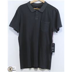 RVCA MEN'S CHARCOAL PIGMENT GREY POLO BUTTON NECK