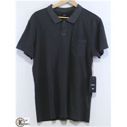 RVCA MEN'S CHARCOAL PIGMENT GREY POLO BUTTON NECK