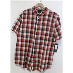 RVCA MEN'S RED/WHITE/BLACK PLAID SHORT SLEEVE