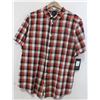 Image 1 : RVCA MEN'S RED/WHITE/BLACK PLAID SHORT SLEEVE