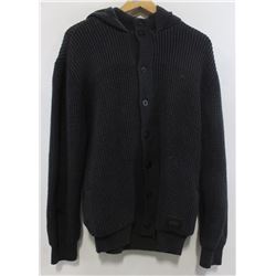 NIXON MEN'S GREY KNITTED BUTTON UP LINED SWEATER