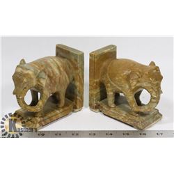 PAIR OF STONE INDIAN ELEPHANT BOOKENDS