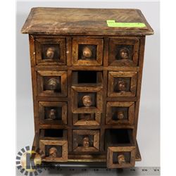 12 DRAWER WOOD RUSTIC JEWELRY BOX