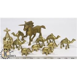 ESTATE COLLECTION OF BRASS ELEPHANTS, CAMELS &