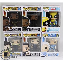 LOT OF 6 ASSORTED FUNKO POP VINYL FIGURES.