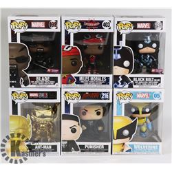 LOT OF 6 ASSORTED FUNKO POP VINYL FIGURES.
