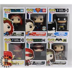 LOT OF 6 ASSORTED FUNKO POP VINYL FIGURES.