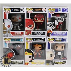 LOT OF 6 ASSORTED FUNKO POP VINYL FIGURES.