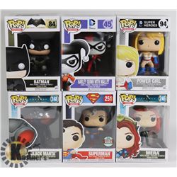 LOT OF 6 ASSORTED FUNKO POP VINYL FIGURES.