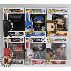 LOT OF 6 ASSORTED FUNKO POP VINYL FIGURES.