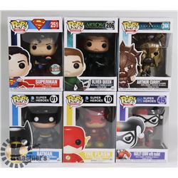 LOT OF 6 ASSORTED FUNKO POP VINYL FIGURES.