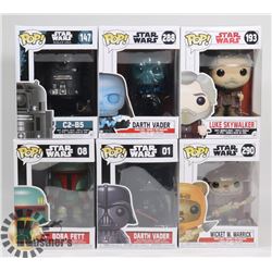 LOT OF 6 ASSORTED FUNKO POP VINYL FIGURES.