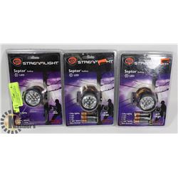 LOT OF 3 STREAM LIGHT SEPTOR HEAD LAMPS 3 WAY