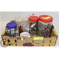 LOT OF ASSORTED SOCKETS IN CONTAINER.