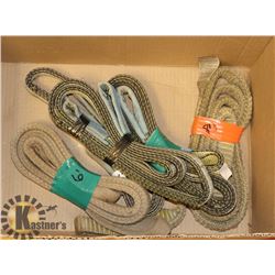 LOT OF 5 ASSORTED LENGTH SLINGS INCL 4, 6 AND 8 FT