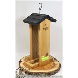 NEW CEDAR BIRD FEEDER 15.5" HIGH MOUNTED ON A 13"