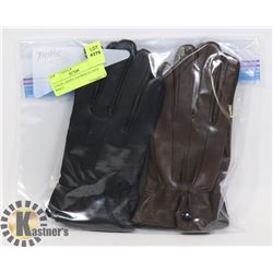 2 PACK LADIES LEATHER GLOVES SMALL