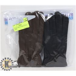 2 PACK LADIES LEATHER GLOVES LARGE