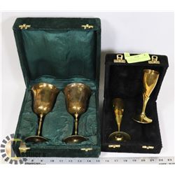 LOT OF 6" & 7.5" SILVER AND BRASS GOBLETS MADE IN