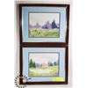 Image 1 : LOT OF 2 WATERCOLOR FRAMED MATTED PAINTINGS.