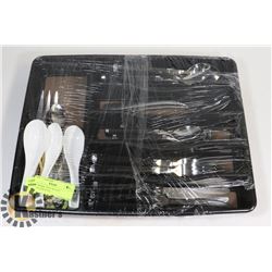 FLATWARE TRAY W/16-PC STAINLESS STEEL
