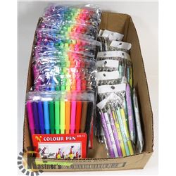 BOX W/22 NEW PACKS OF MARKERS & 17 NEW