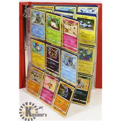 BINDER OF NEWLY OPENED 180 ASST POKEMON CARDS.