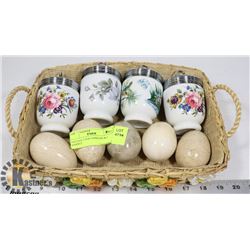 VINTAGE 5 EGG CODDLERS & 5 MARBLE