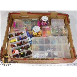 FLAT OF BEAD/CRAFTING SUPPLIES WITH VINTAGE  GLASS
