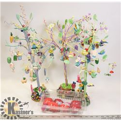 FLAT WITH 3  EASTER TREES, WOODEN EGGS AND MORE